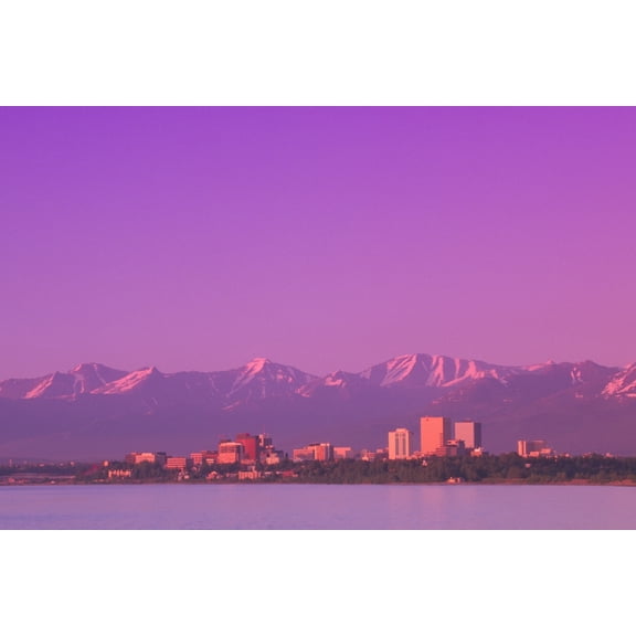 Sunset Anchorage Skyline Summer Southcentral Alaska Canvas Art - Kevin Smith Design Pics (34 x 22)