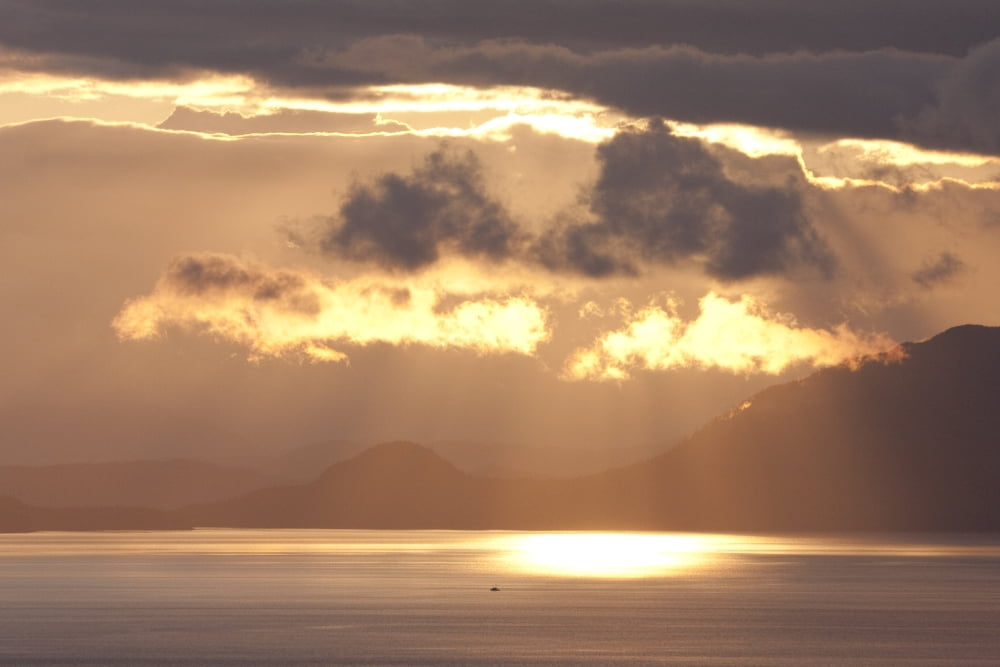 Sunset And Clouds In Clarence Strait Southeast Alaska Canvas Art - Chip Porter Design Pics (17 x 11)
