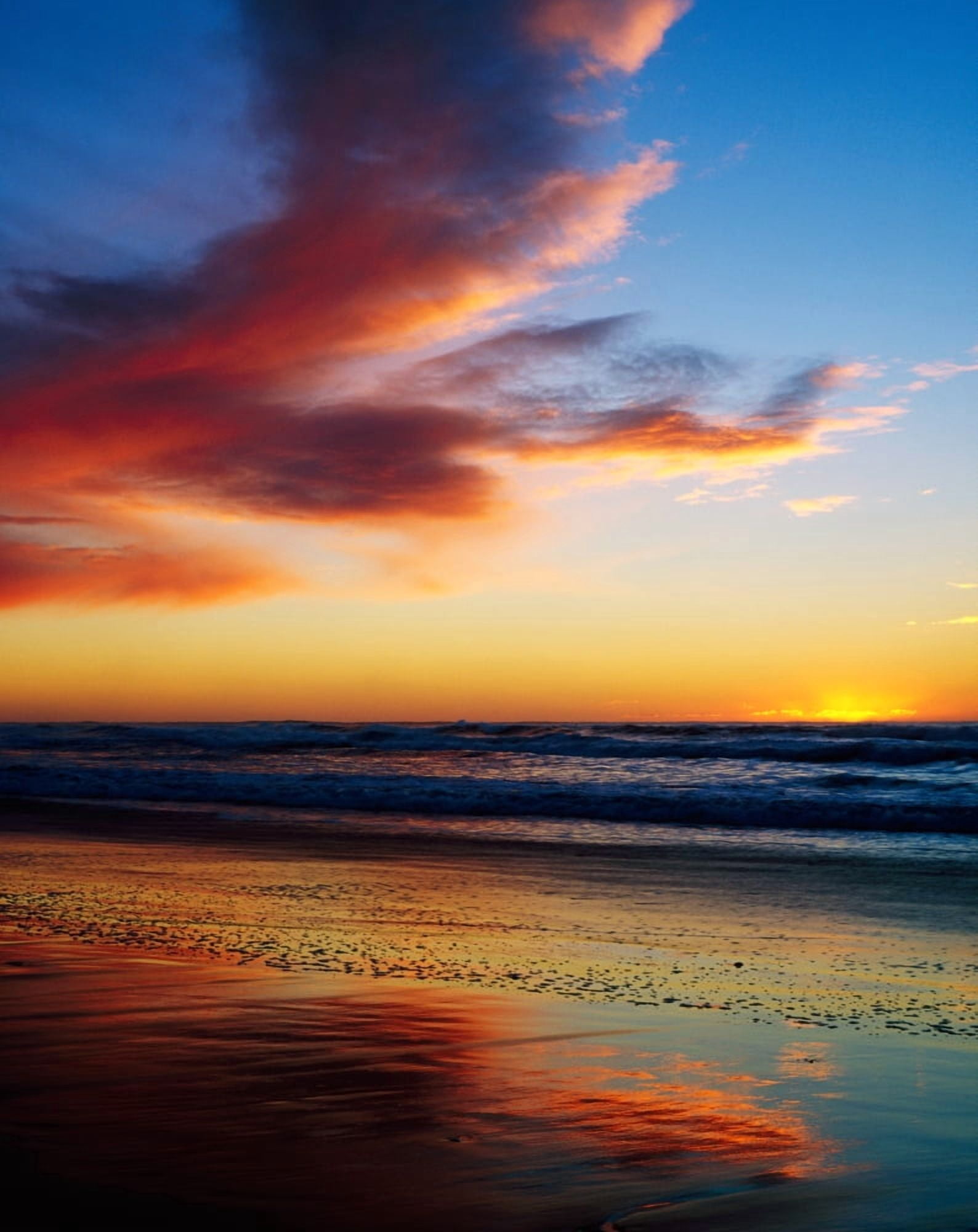Sunset And Clouds Over Pacific Ocean Canvas Art - Panoramic Images (12 x 36)
