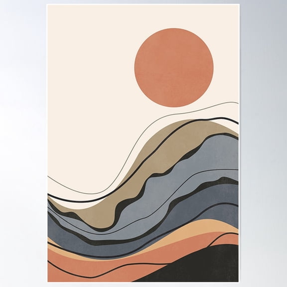 Sunset And Waves Poster Wall Art, Modern Wall Decor For Living Room Bedroom, 12x18 UNFRAMED