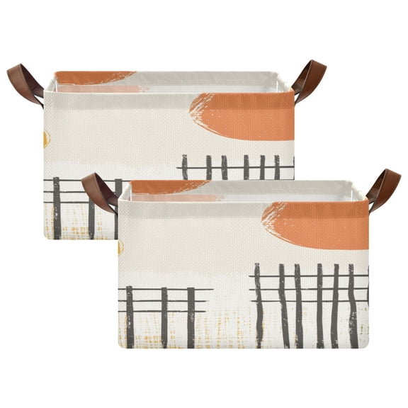 Sunset Art Pattern Design 16.9x11.4x10in Foldable Open Home Storage Bins Durable Water Resistant Shelf Baskets