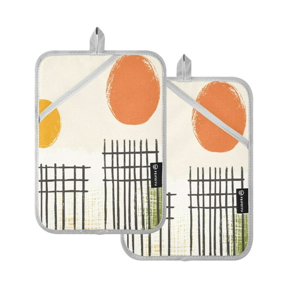 Sunset Art Pattern Design 7x9.8in Pot Holder Set Heat-Resistant Oven Hot Pads Durable with Storage Loop