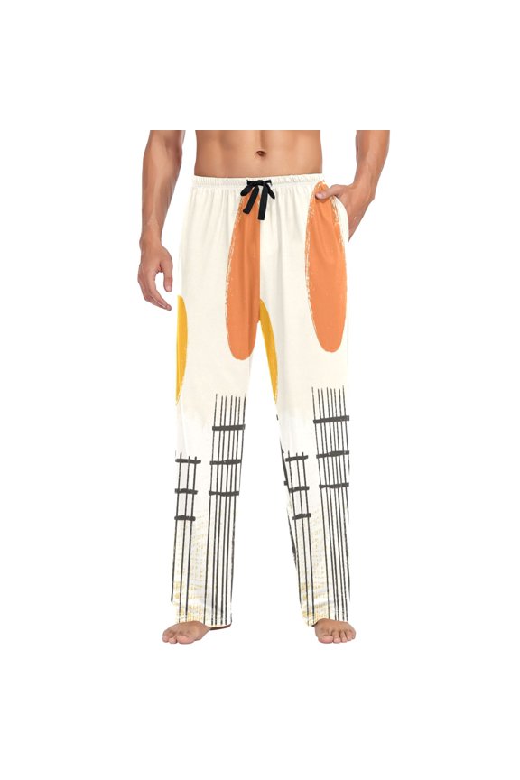 Sunset Art Pattern Design Mens Cotton Pajama Pants Long Staple Lightweight Sleep Bottoms with Pockets Breathable