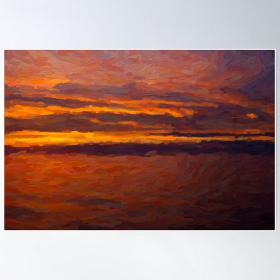Sunset At Lake Huron Poster Wall Art, Modern Wall Decor For Living Room Bedroom, 16x24 UNFRAMED