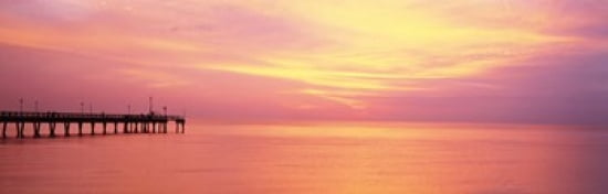 Sunset At Pier Water Caspersen Beach Venice Florida USA Canvas Art - Panoramic Images (36 x 12)
