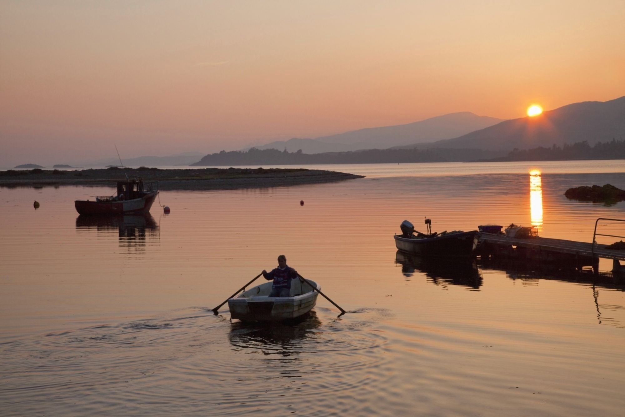 Sunset At Rosdohan Pier Near Sneem County Kerry Ireland Canvas Art - Peter Zoeller Design Pics (19 x 12)