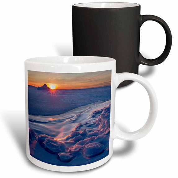 3drose, Sunset at the Shore of Frozen Disko Bay, West Greenland, Denmark,, 11oz Magic Transforming Mug