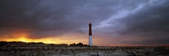 Sunset Barnegat Lighthouse State Park New Jersey USA Canvas Art - Panoramic Images (36 x 12)