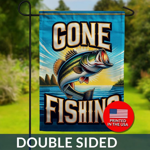 Sunset Bass Fishing Flag Double Sided Angler Decor