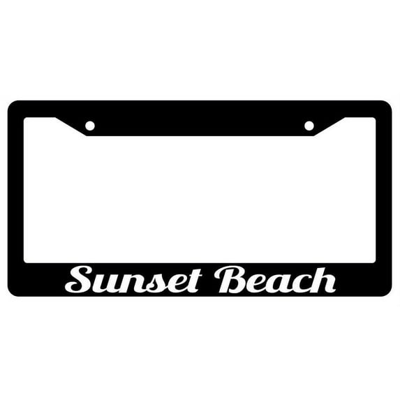 Sunset Beach Black Plastic License Plate Frame