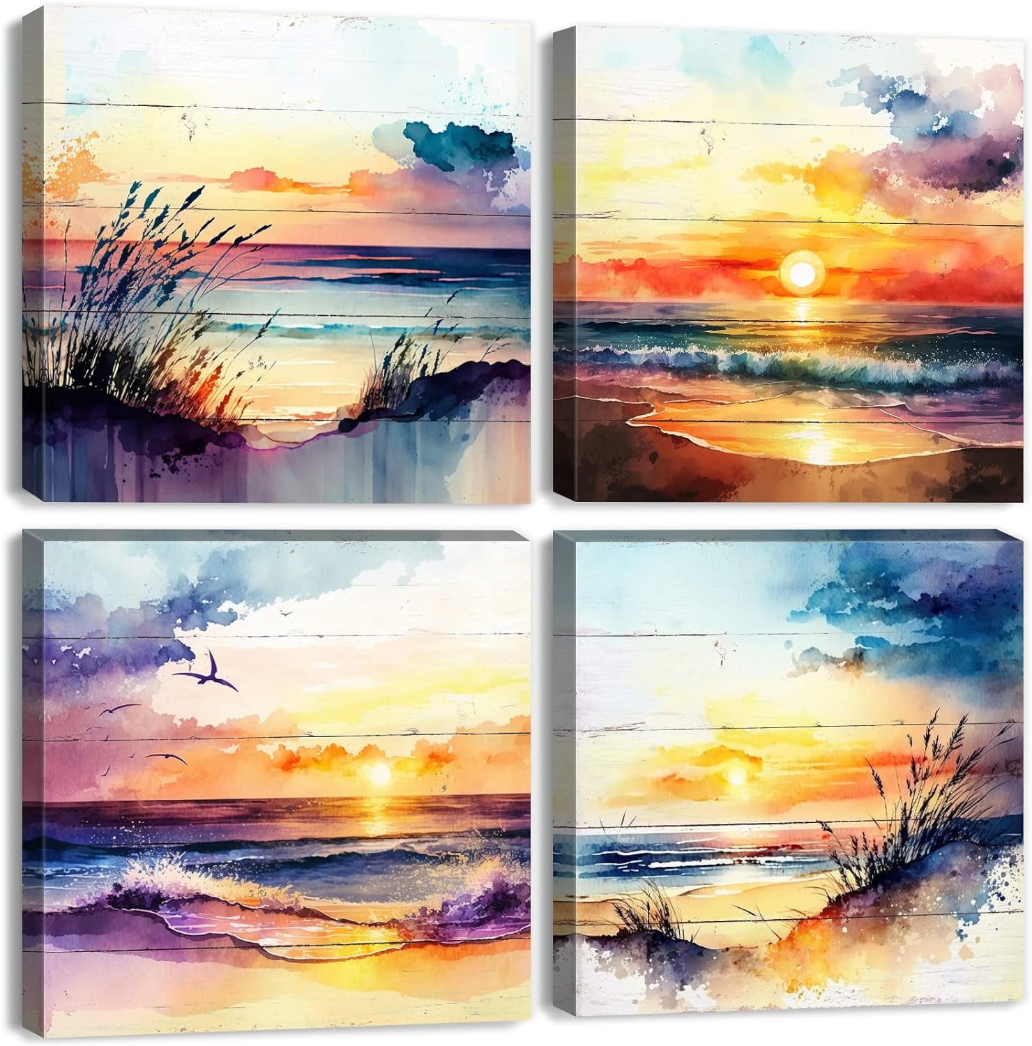 Sunset Beach Canvas Wall Art Abstract Coastal Seaside Landscape ...