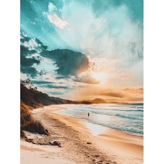 Sunset Beach Canvas Wall Art Perfect for Living RoomBathroomand Hotel Decoration.