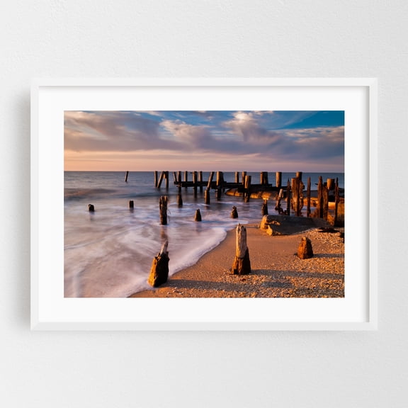 Sunset Beach, Cape May 02 - Cape May New Jersey Photography White Framed Wall Art Print 24 x 36 inches