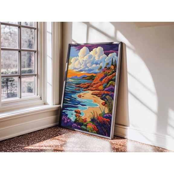 Sunset Beach Coastal Ocean Landscape Fall Home Decor Unframed Paper Print