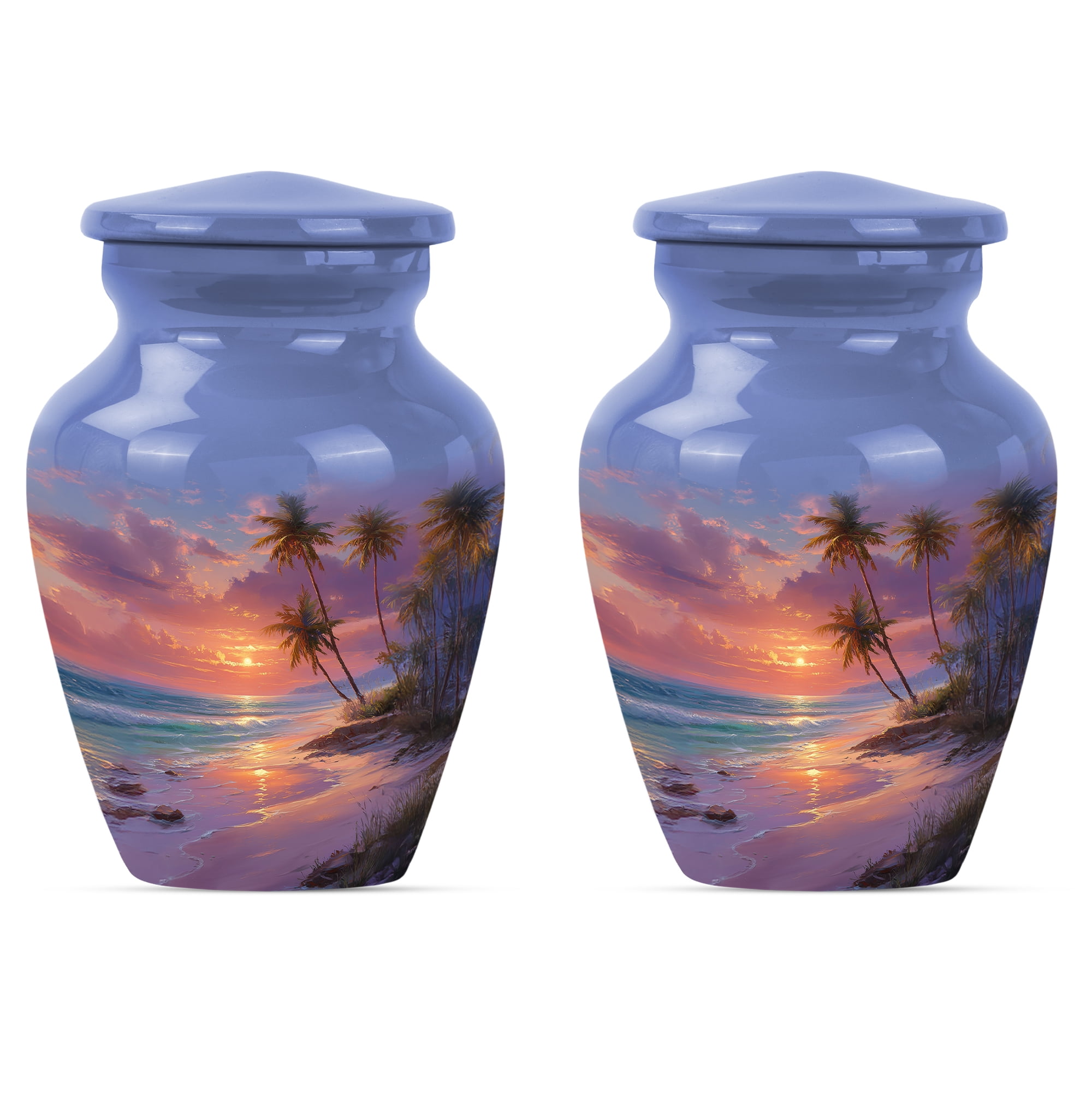 Sunset Beach Cremation Urn For Men - Adult Urns For Human Ashes Women - Small Urns For Human Ashes Keepsake - Mini Urn For Human Remains ( Size:- 3 Inch Set Of 2 )