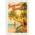 thumbnail image 1 of Sunset Beach Hawaii - Oahu North Shore - Surfer - Vintage Hawaiian Travel Poster by Rick Sharp - Master Art Print (Unframed) 12in x 18in, 1 of 4