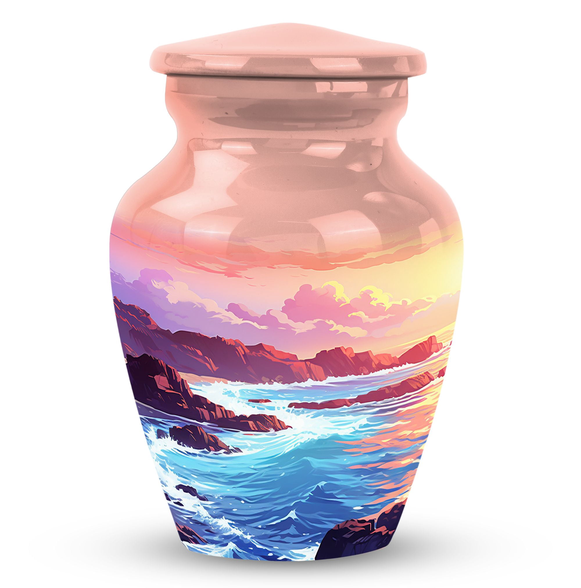 Sunset In The Beach Illustration Art - Adult Cremation Urns - Urn