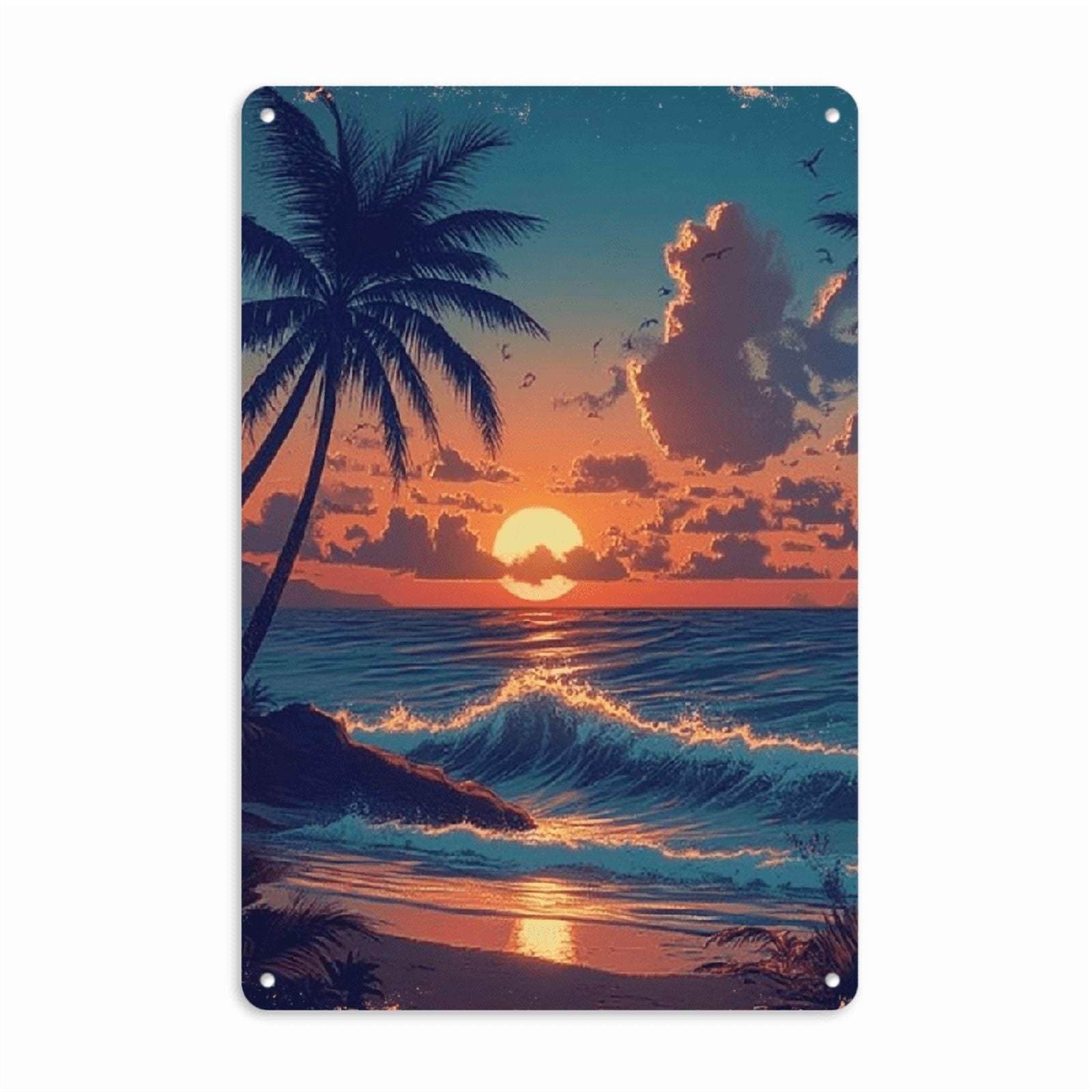 Sunset On The Beach Metal Tin Signs-Metal Tin Signs Exquisite Wall Art ...