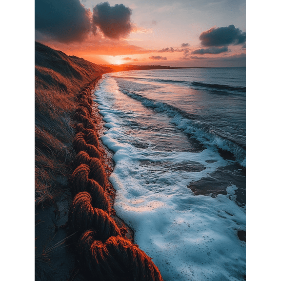 Sunset Beach Ocean Wave Canvas Print/Wall Art Suitable for Living Room and Hotel Decoration.