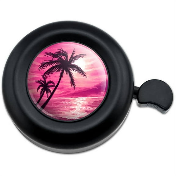 Sunset Beach Palm Tree Hawaii Paradise Pink Bicycle Handlebar Bike Bell