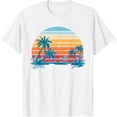 thumbnail image 1 of Sunset Beach Palms Summer Vibes Retro Tropical Summer T-ShirtMen and women, White T-shirt, size: Extra large, 1 of 4