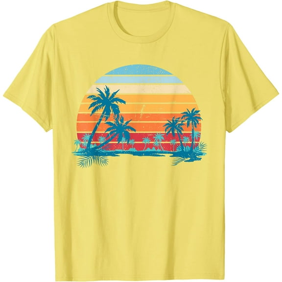 Sunset Beach Palms Summer Vibes Retro Tropical Unisex T-Shirt for Men Women Kids Toddler