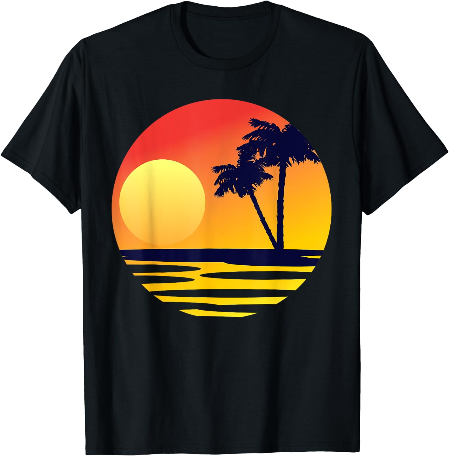 Sunset Beach Silhouette Tropical Palm Tree Sunny Lover Gift T-Shirt ...