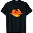 thumbnail image 1 of Sunset Beach Silhouette Tropical Palm Tree Sunny Lover Gift T-Shirt, 1 of 4