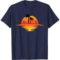 thumbnail image 1 of Sunset Beach Silhouette Tropical Palm Tree Sunny Lover Gift Unisex T-Shirt for Men Women Kids Toddler,Navy Color,Size 2XL, 1 of 5