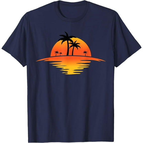 Sunset Beach Silhouette Tropical Palm Tree Sunny Lover Gift Unisex T-Shirt for Men Women Kids Toddler