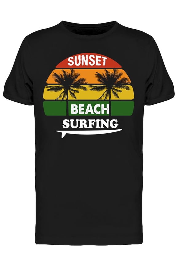 Sunset Beach Surfing Design T-Shirt Men -Image by Shutterstock, Male Large