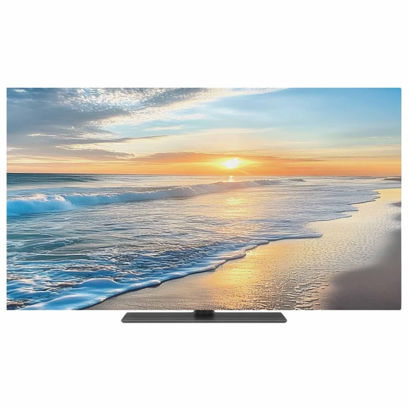 Sunset Beach TV Dust Cover,Stretchable TV Screen Desktop Computer Protector Cover,Spray Ocean Waves Sky Nature Scenery Television Dustproof Slipcover Indoor Outdoor for 19–24 Inch Flat or Curved TVs
