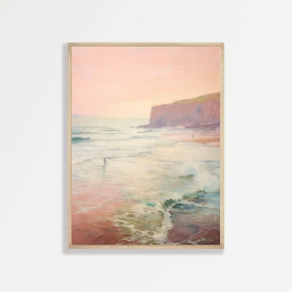 Sunset Beach Wall Art Retro Pastel Seascape Poster
