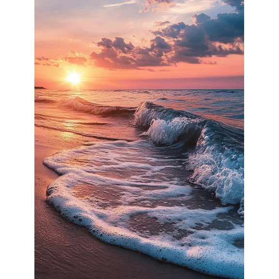 Sunset Beach Wave Decorative Painting/Canvas Art Perfect for Living Room BedroomSerene Ocean Scenery Wall Art.