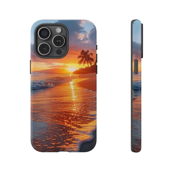 Sunset Beach Wave Shore Hawaii Scene Phone Case for iPhone 17 to 11 Pro Max
