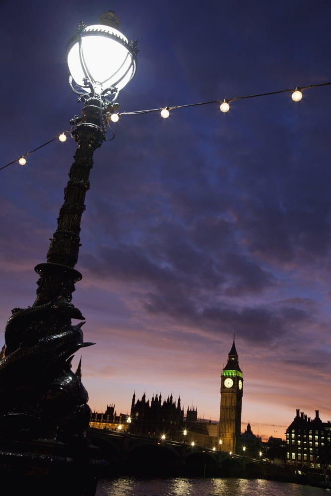 Sunset Behind Big Ben And The Houses Of Parliament London Uk Canvas Art - Mark Thomas Design Pics (24 x 38)