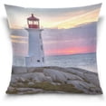 thumbnail image 1 of Sunset Behind Lighthouse Velvet Plush Throw Pillow Cushion Case Cover - 18" x 18" - Invisible Zipper Home Decor Floral for Couch Sofa No Pillow Insert, 1 of 5