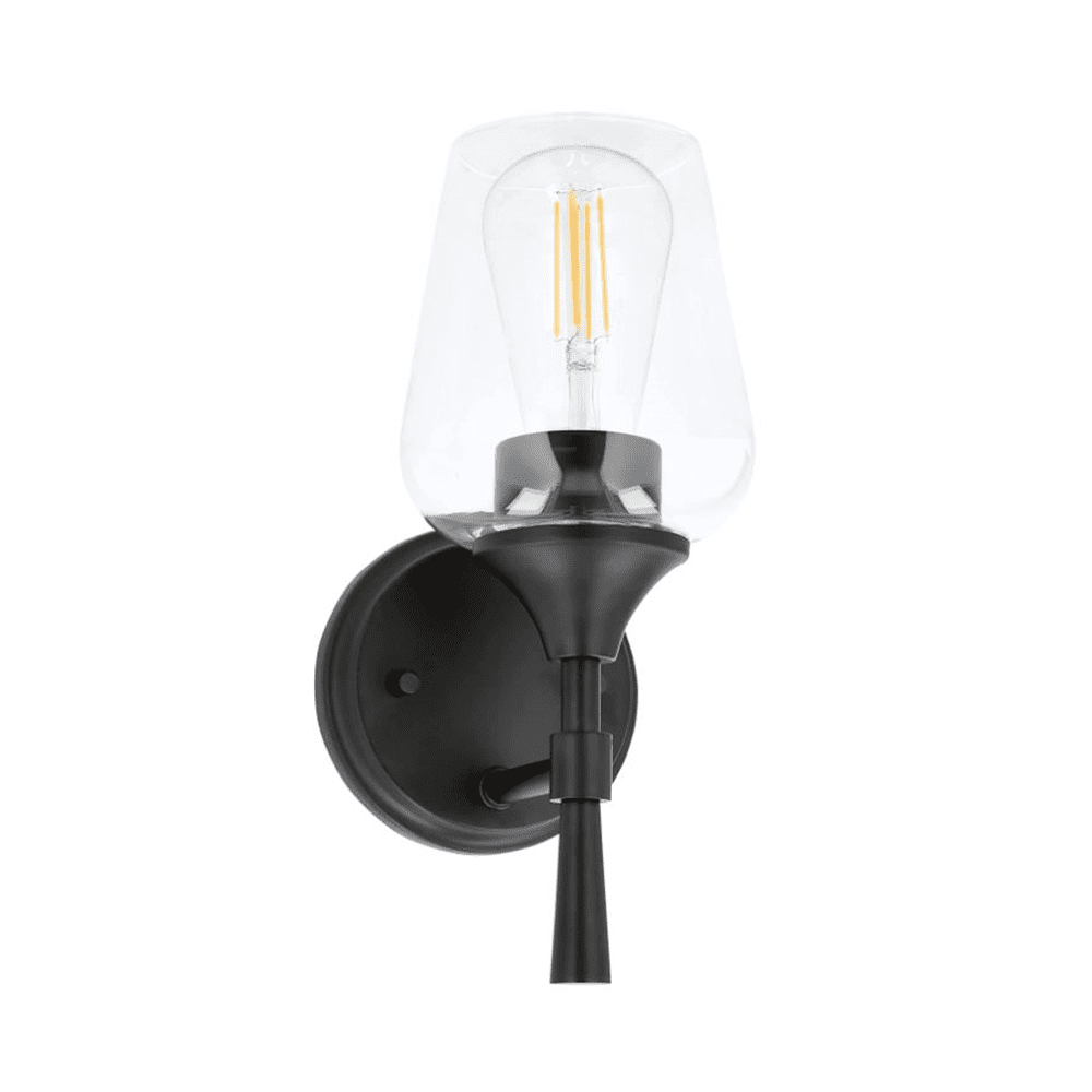 Sunset Black Vanity Light for Bathroom | Wall Mount Fixture for Over Mirror and Above Sink with Clear Glass Shades 1-Light F27011-31