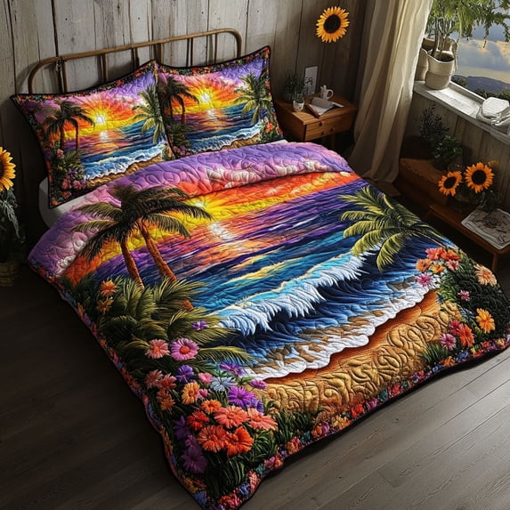 Blises Sunset Bliss 3-Piece Quilted Bedding Set - Walmart.com