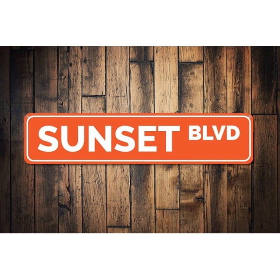 Sunset Blvd Sign Custom Beach Street Sign Ocean Lover Gift Beach House Decor Metal Sea Home Decoration - Sign Shop Gift - Size: 16 x 4 Inches