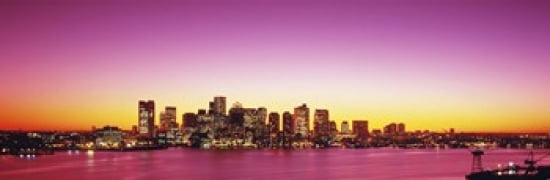 Sunset Boston Massachusetts USA Canvas Art - Panoramic Images (36 x 12)