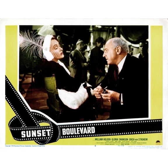 Sunset Boulevard Lobbycard From Left: Gloria Swanson Cecil B. Demille 1950 Movie Poster Masterprint
