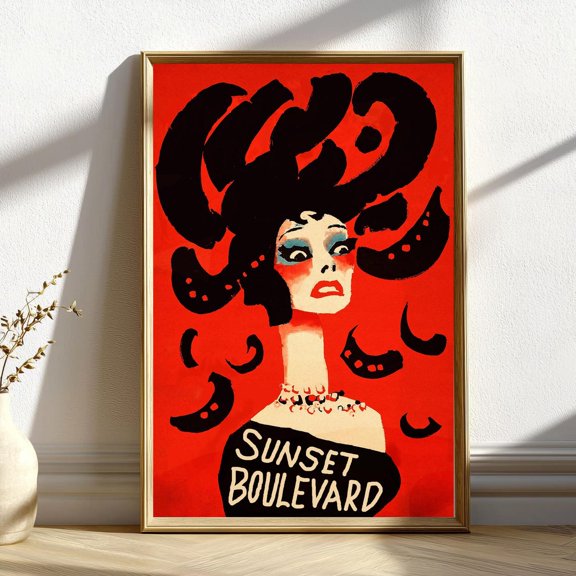 Sunset Boulevard Movie Modern Wall Art Print Minimalist Home Decor Living Room Decor Artwork Gift, Stretched Canvas