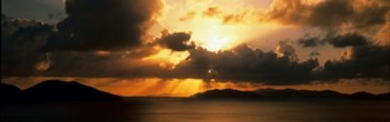 Sunset British Virgin Islands Canvas Art - Panoramic Images (36 x 12)