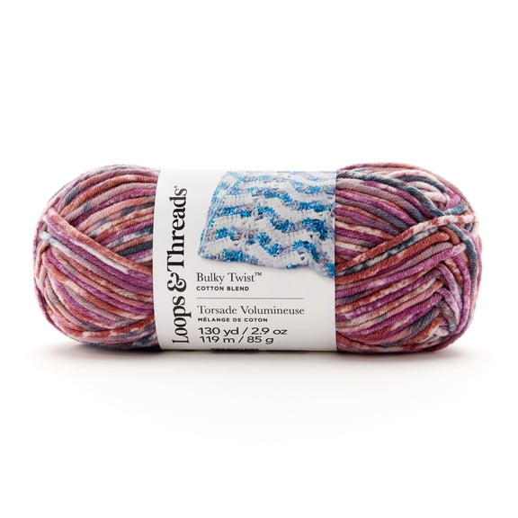 Loops & Threads Sunset Bulky Twist Multi Yarn - Bulky Weight Yarn for Knitting, Crochet, Weaving, Arts & Crafts, 15 Pack