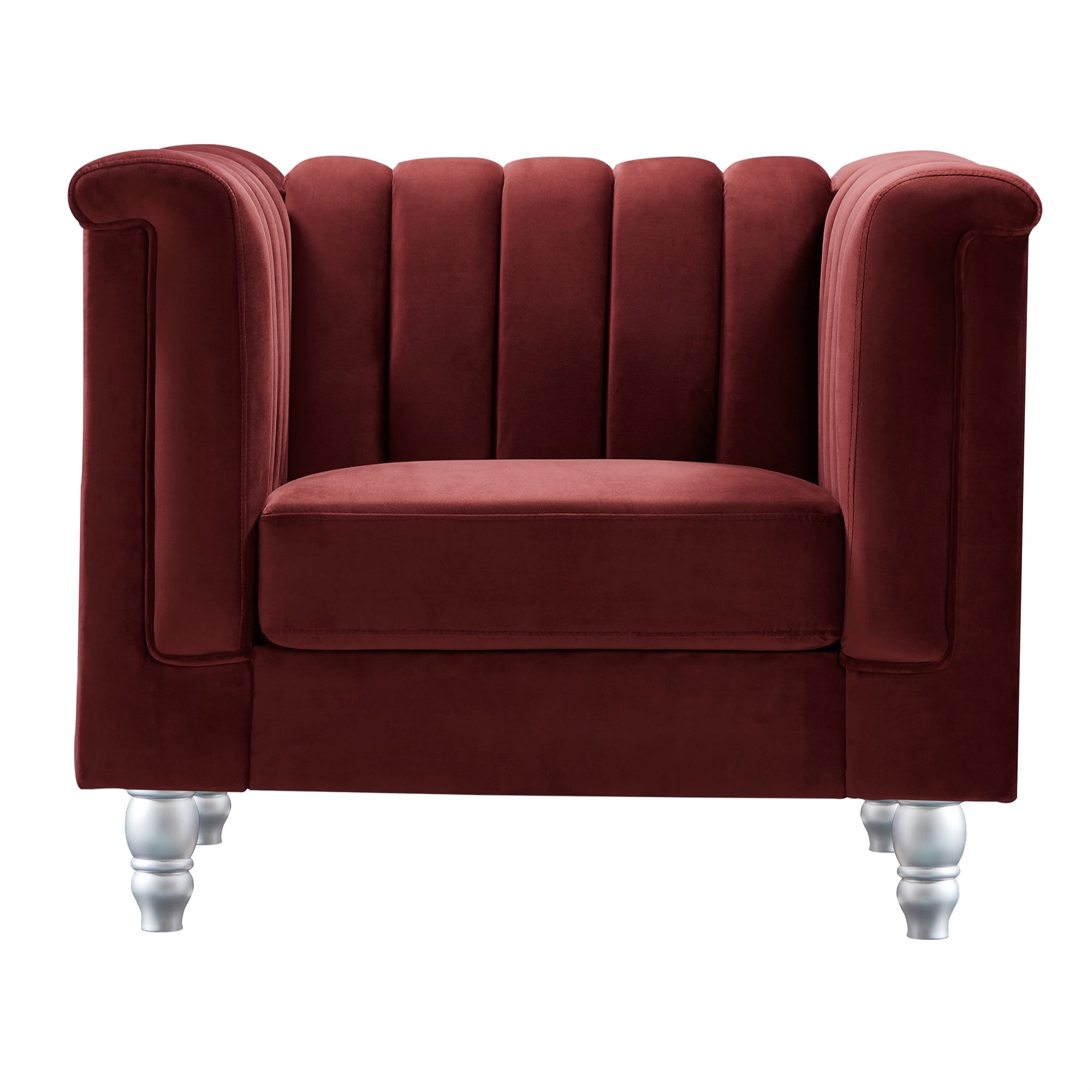 Sunset Burgundy Vertical Channel Quilted Accent Chair