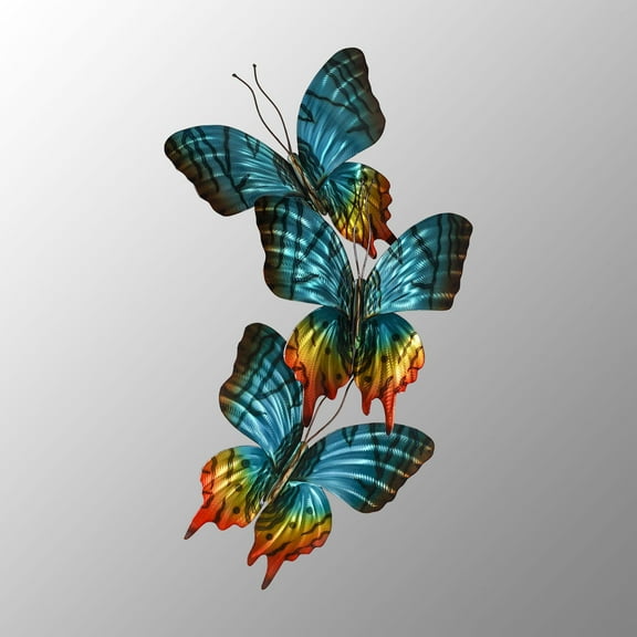 Sunset Butterfly Trio Indoor Outdoor Metal Wall Sculpture Butterfly Trio
