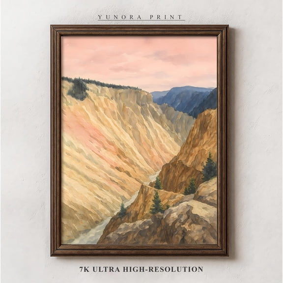 Sunset Canyon Wall Art, Mountain , Unframed Paper Print