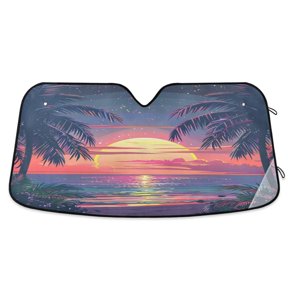 Sunset Car Windshield Sun Shade Foldable Car Front Window Visor Heat and UV Protection 55x27.6