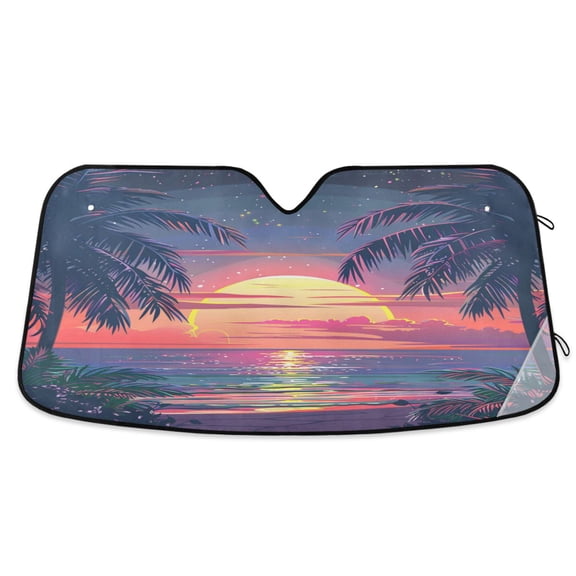 Sunset Car Windshield Sun Shade Foldable Car Front Window Visor Heat and UV Protection 55x27.6